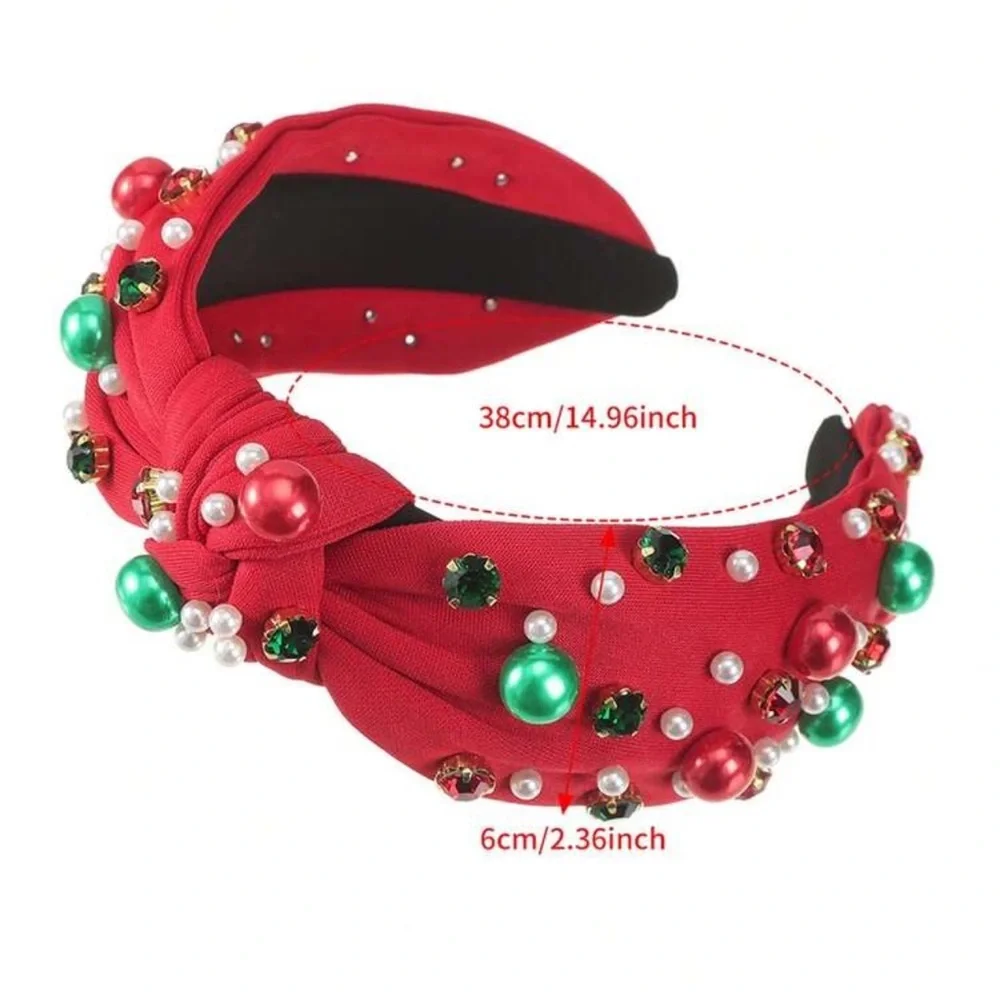 Festive Red Beaded Headband